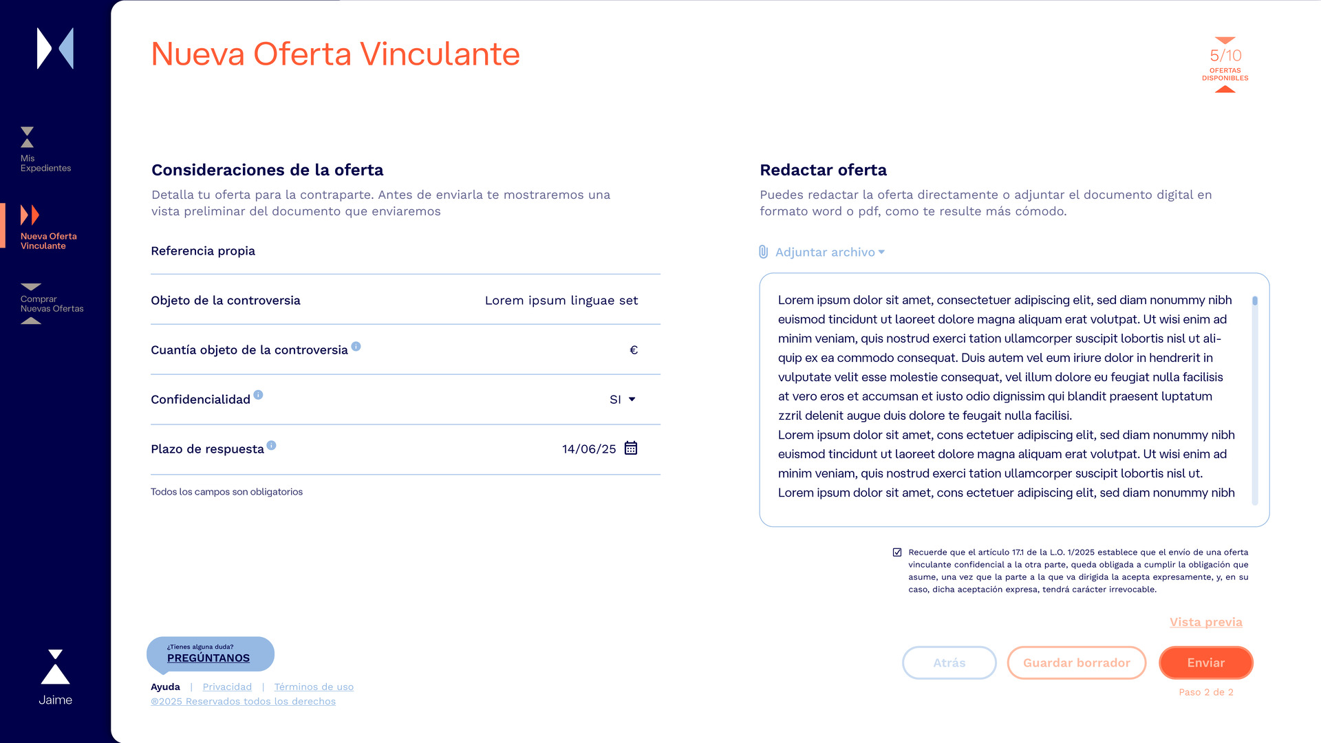 Completar oferta